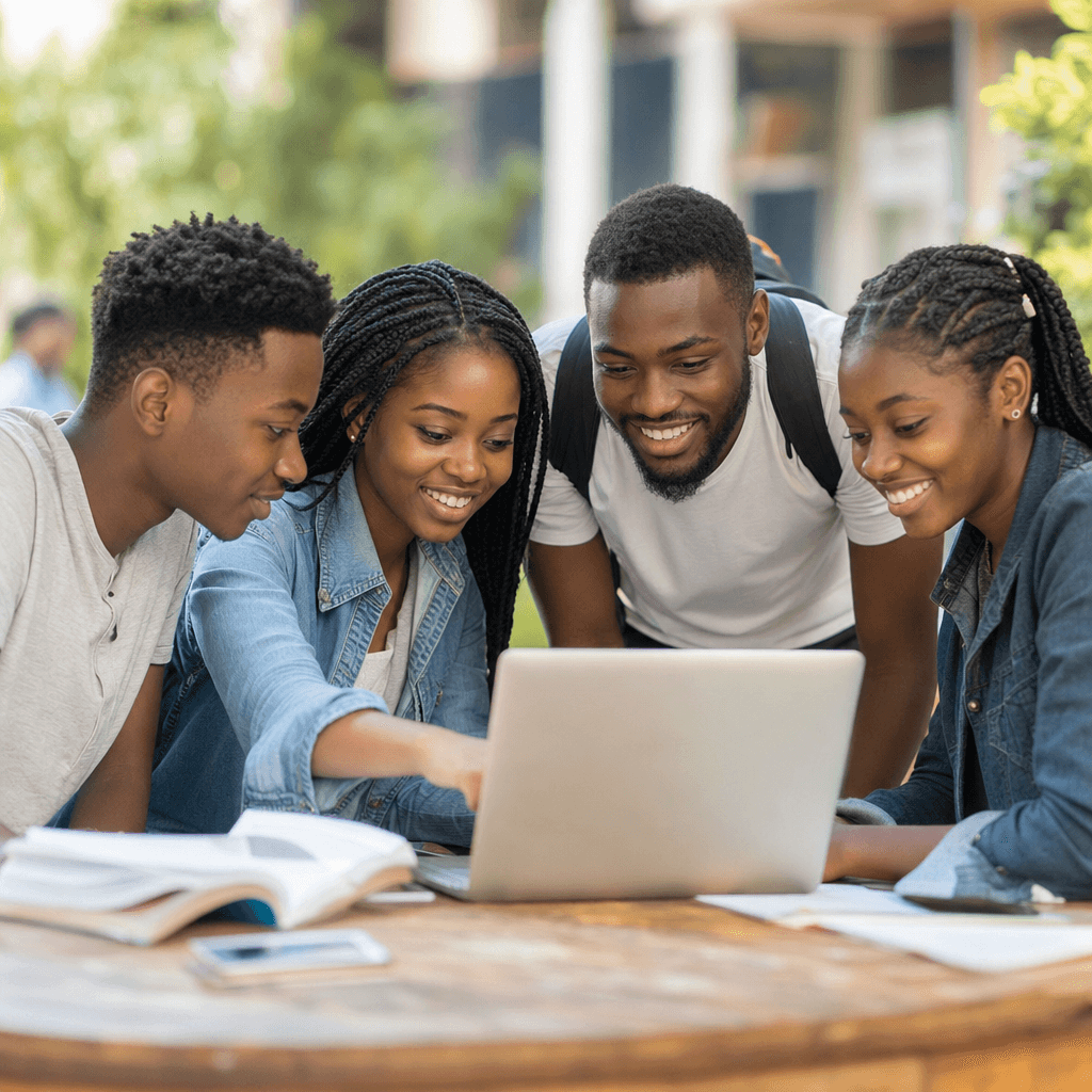Students collaborating on campus